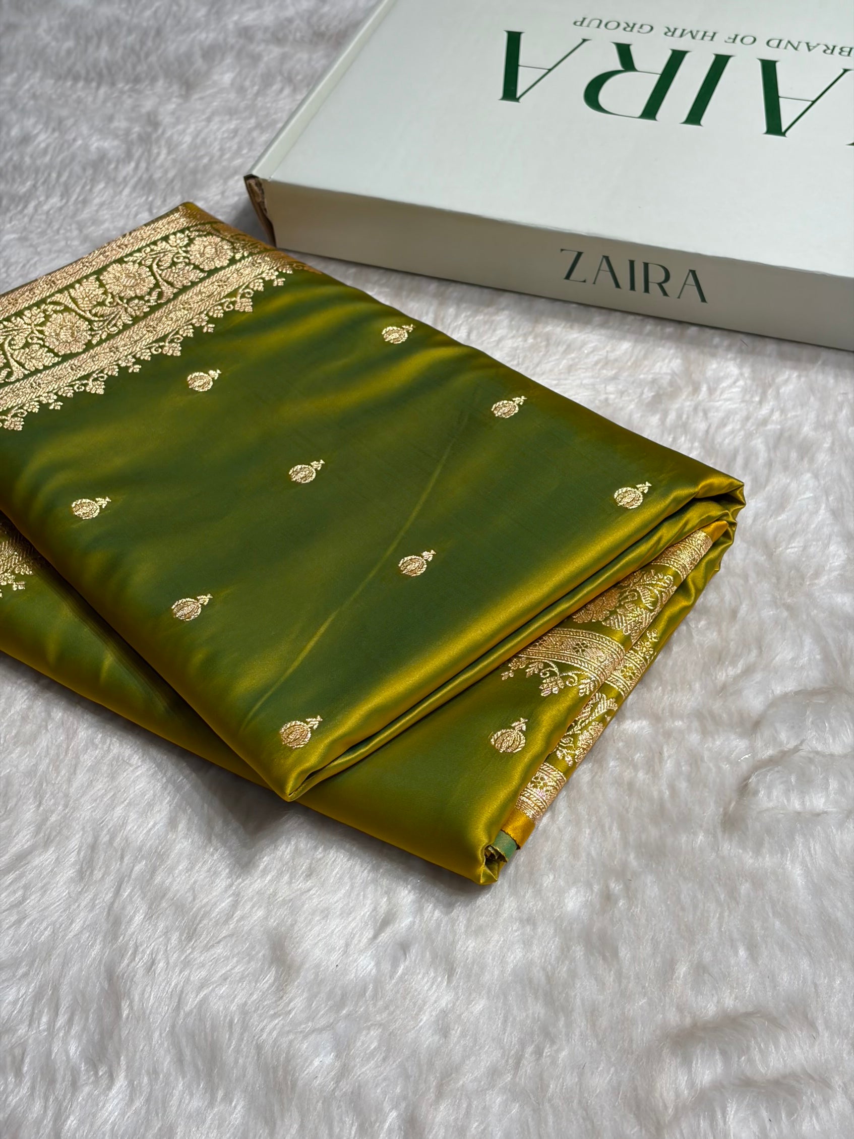Liril Green Booti Pattern Satin Katan Silk Saree SK66