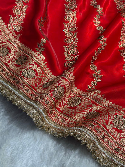 Bridal Red Cross with Swarovski Stone & Gotta Patti Work BSSGP10