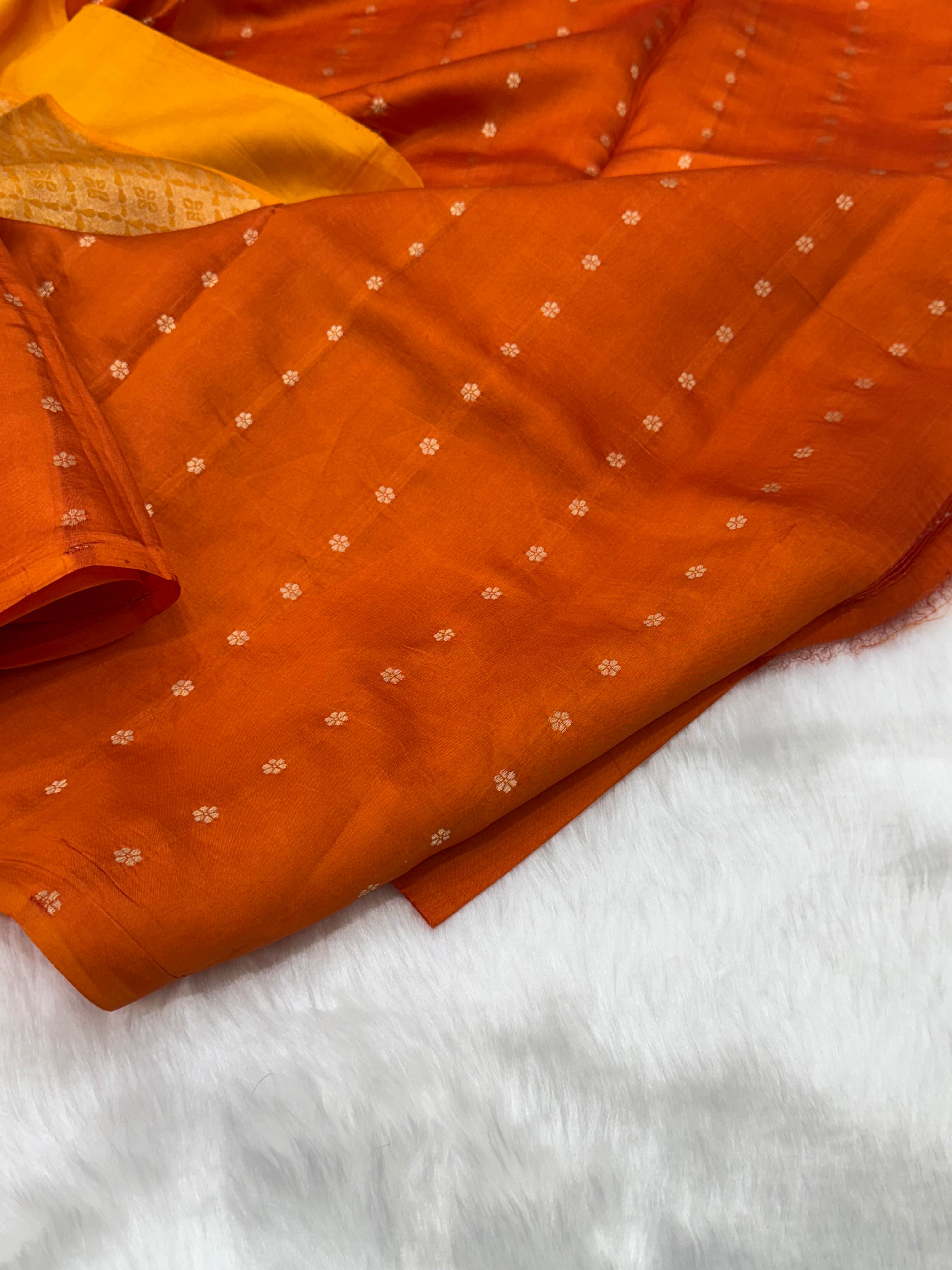 Rust Orange Ombre Shades Meena Boota Handwoven Raw Mango Silk RM-35