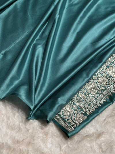 Sea Green Shades Border Booti Mashru Silk Saree MCS77