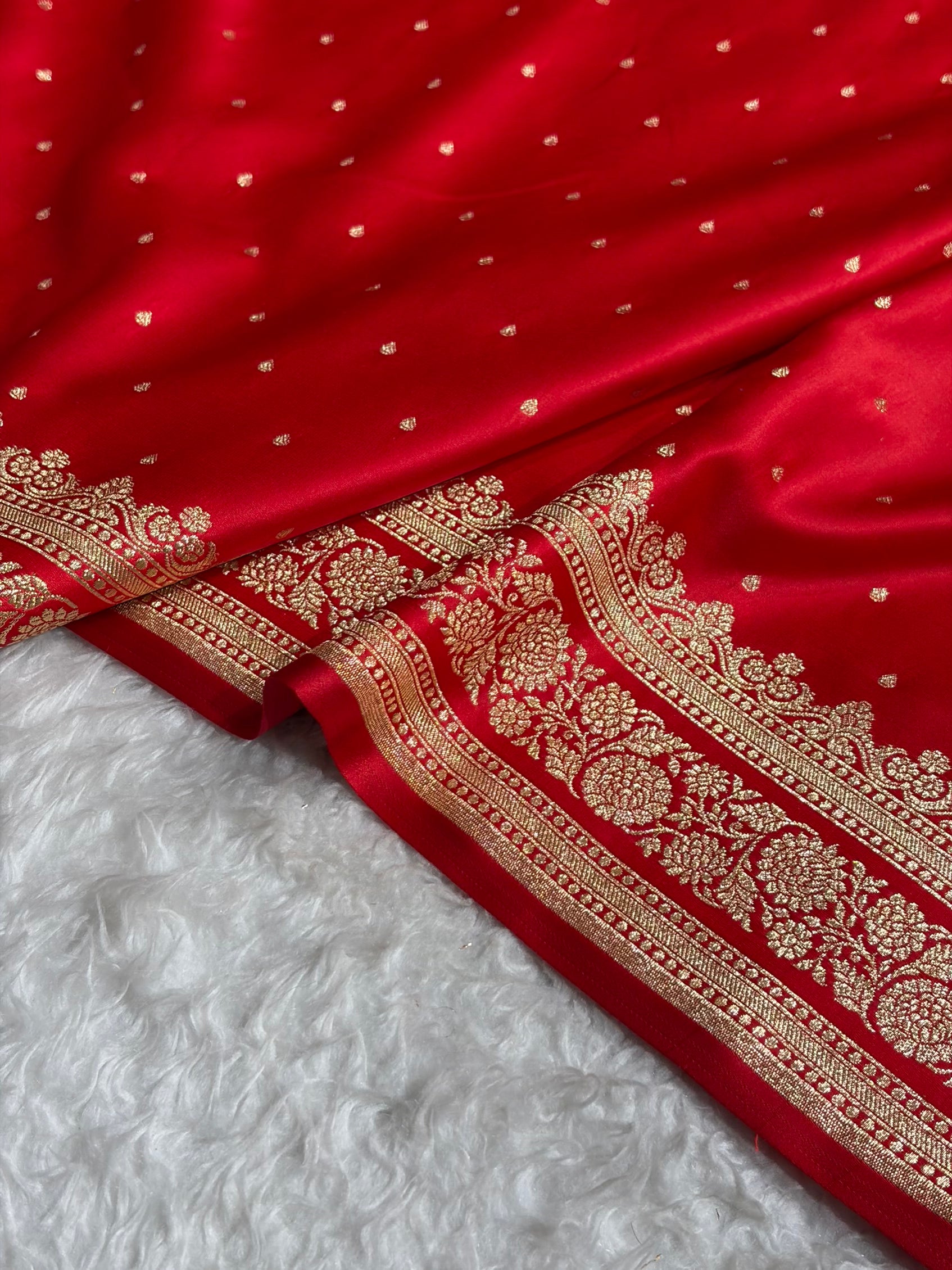 Banarasi Satin Katan Saree in Red Shades SK91