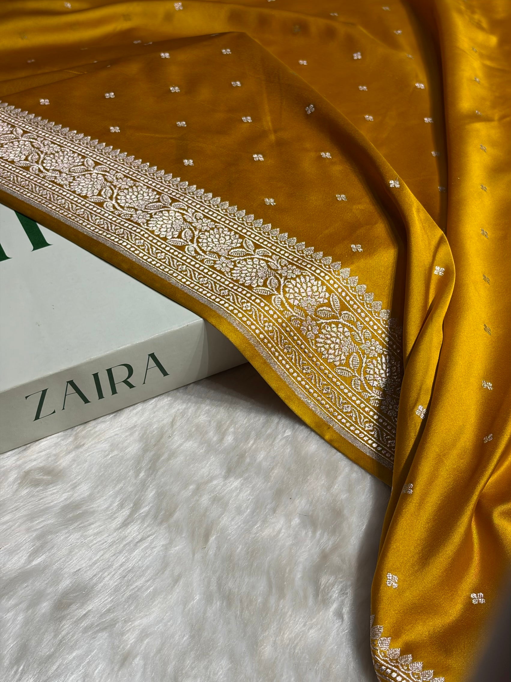 Mustard Shades Booti Mashru Silk Saree MS70