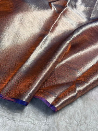 Banarasi Rustic Purple Shades Pure Tissue Silk Saree PT-60