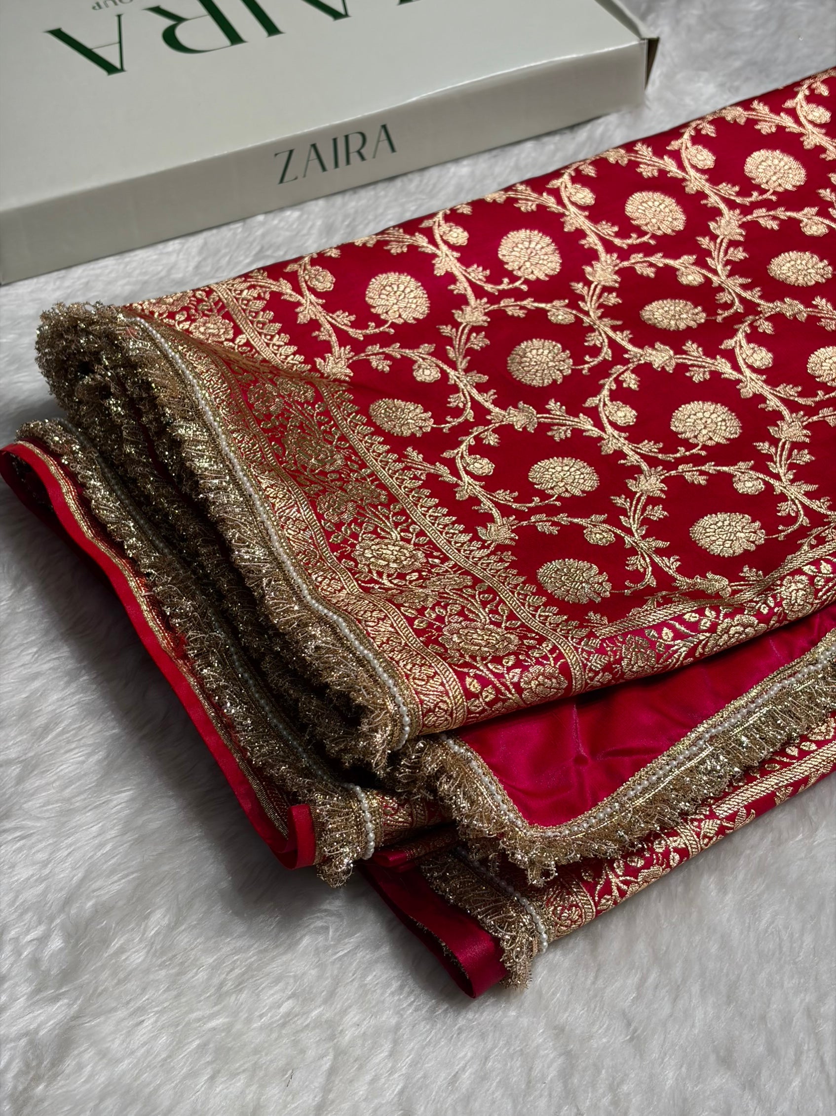 Cross Rani Satin Silk Saree with Gota Patti SSGP15