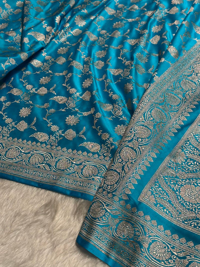 Light Firozi Shades Jaal Mashru Silk Saree MCS42
