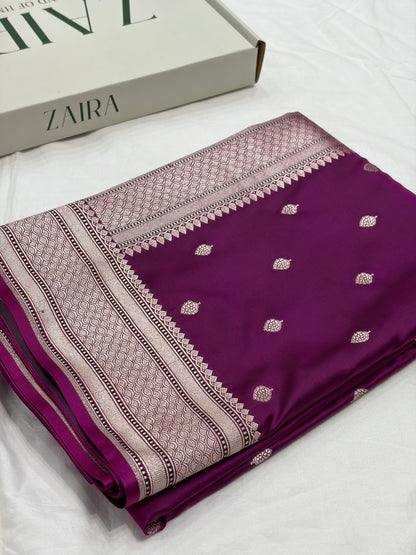 Wine Shade With Booti Pattern Mashru Silk Saree