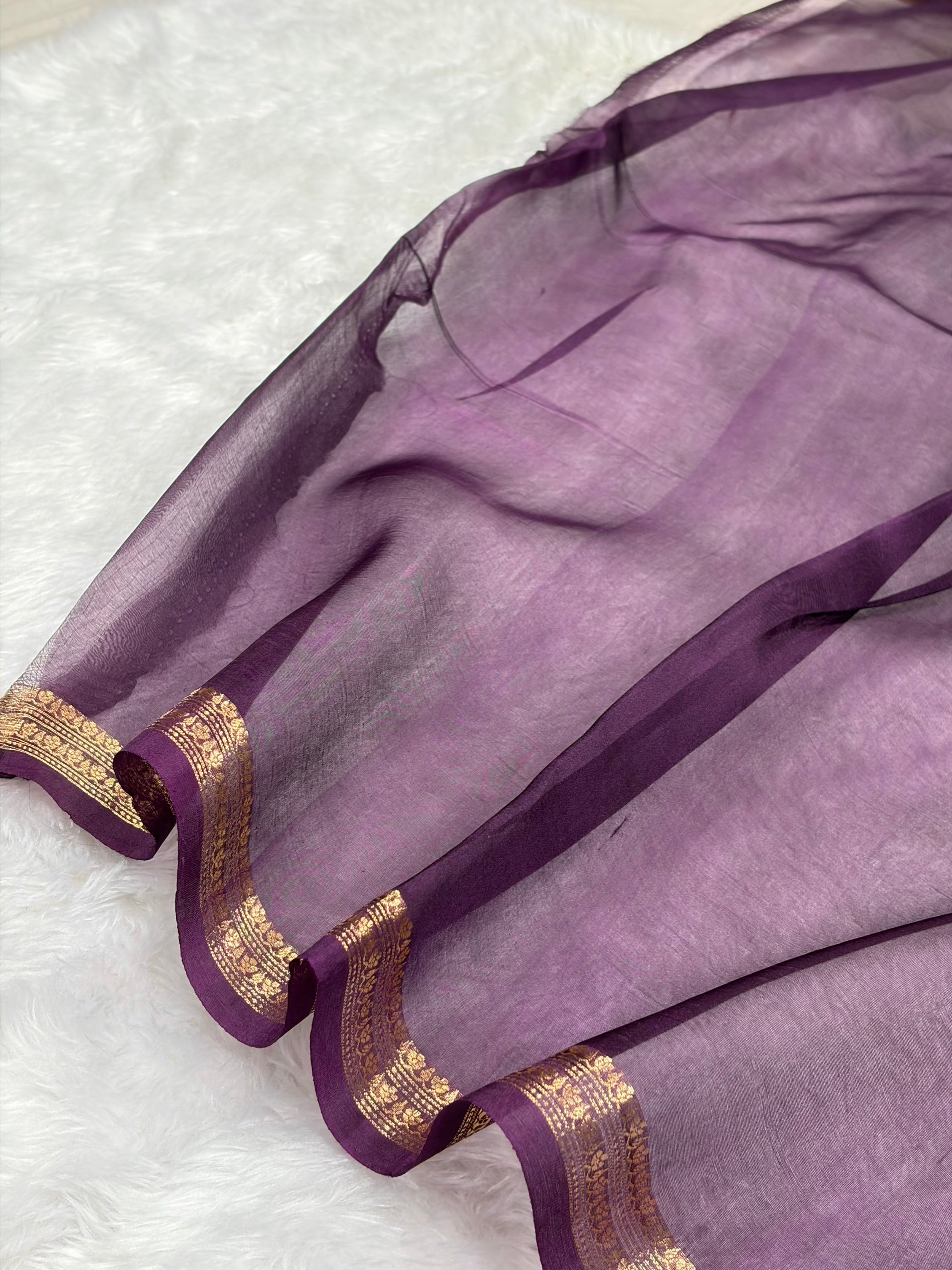 Banarasi Pure Organza Wine Shades Banarasi Silk Saree PO-34