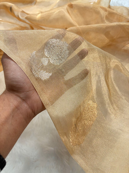 Tusser Bananasi Floral Shades Pure Tissue Silk Saree PT-51