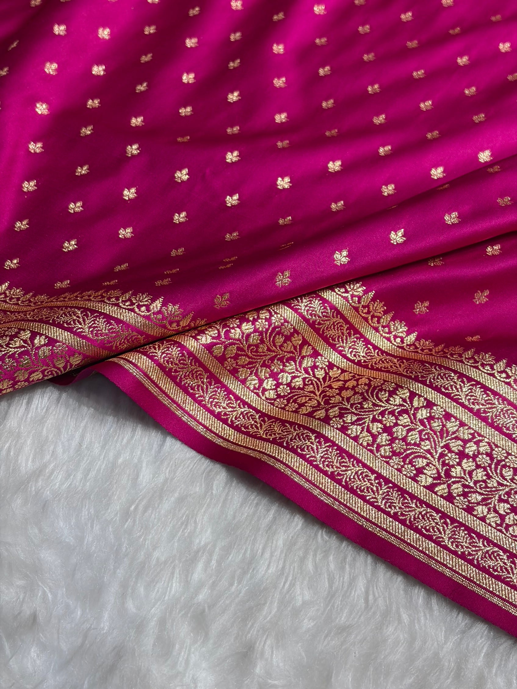 Banarasi Satin Katan Saree in Rani Shades SK88