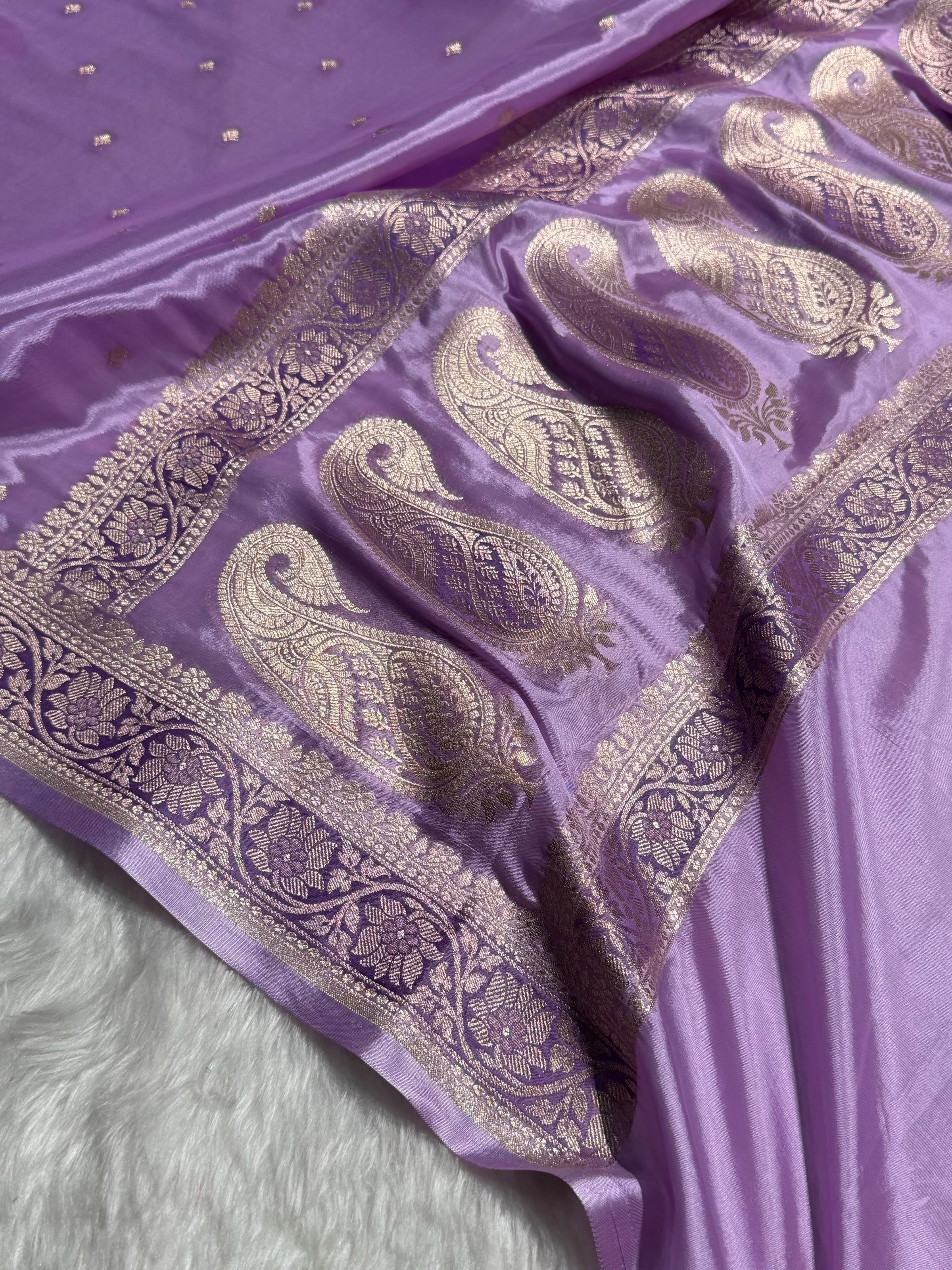 Lavender With Minakari Shades Crepe Silky Katan Banarasi Saree CSK-03