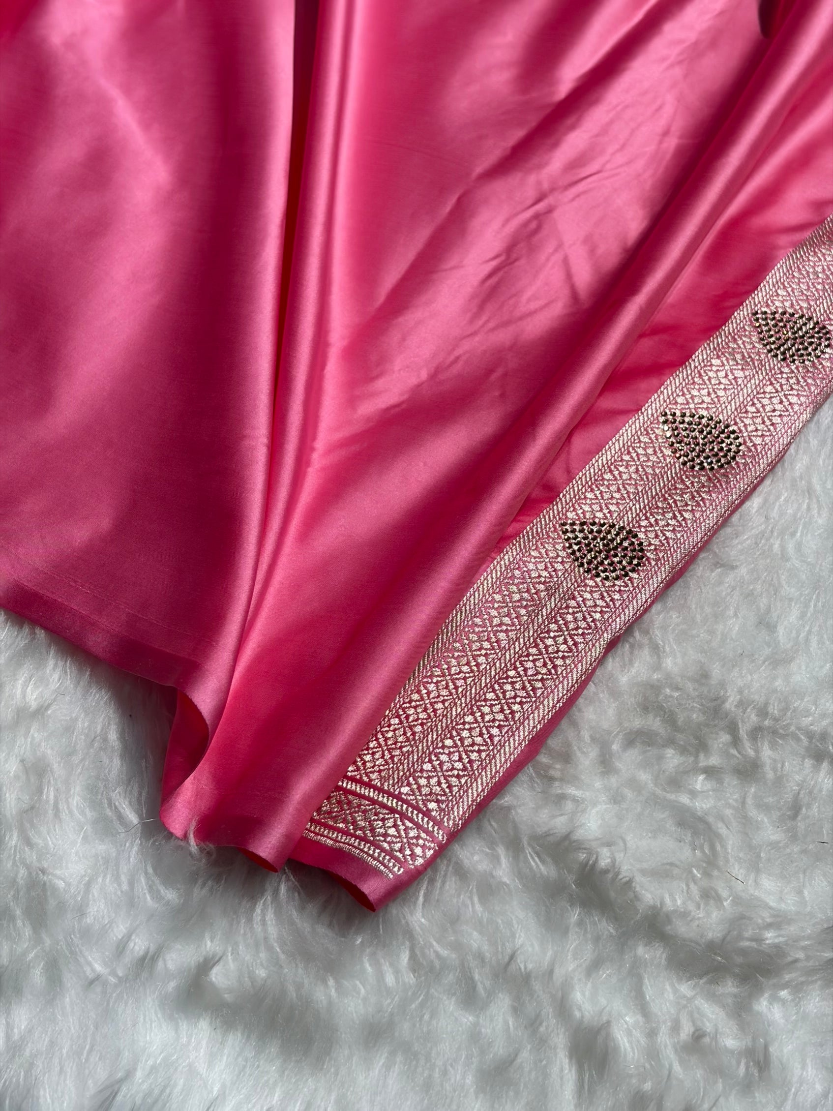 Baby Pink Scallop Mashru Silk with Swarovski work BMS02