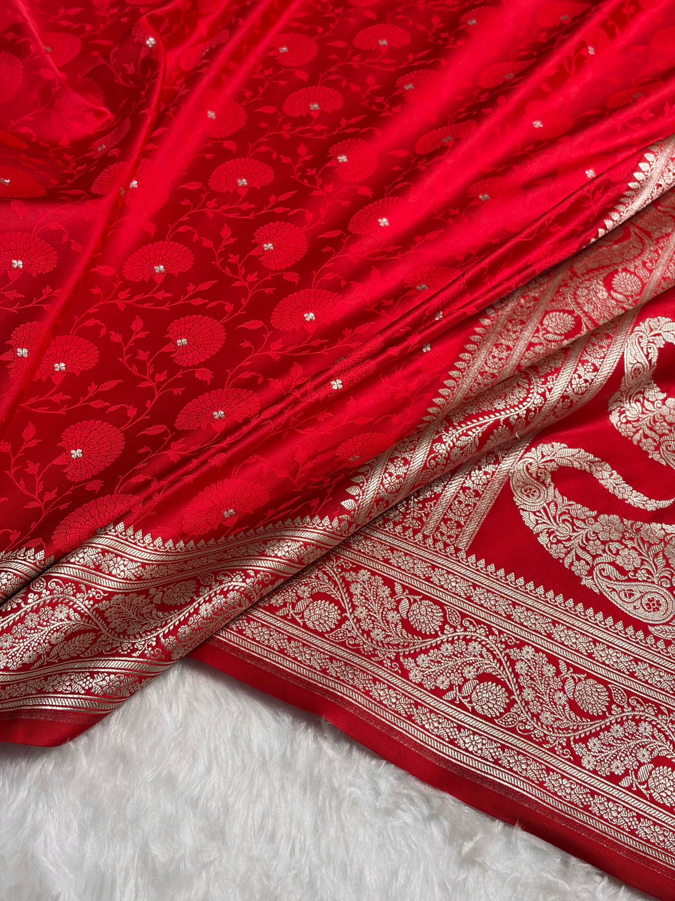 Red Shades Tanchoi Motif Mashru Silk Saree MST-11