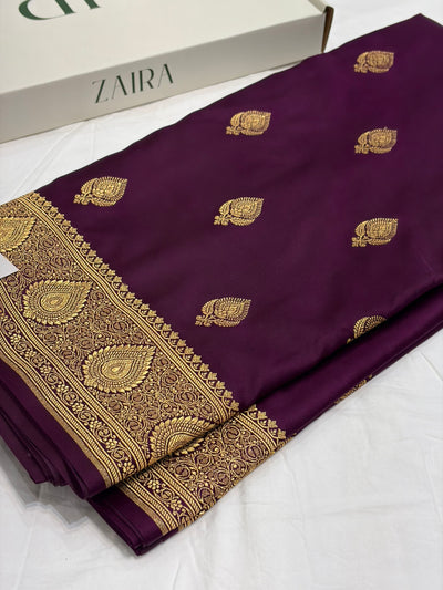 Wine Shade With Booti Pattern Mashru Silk Saree