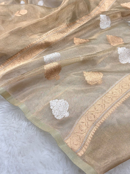 Tusser Bananasi Floral Shades Pure Tissue Silk Saree PT-50