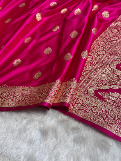 Rani Booti Pattern Satin Katan Silk Saree SK65