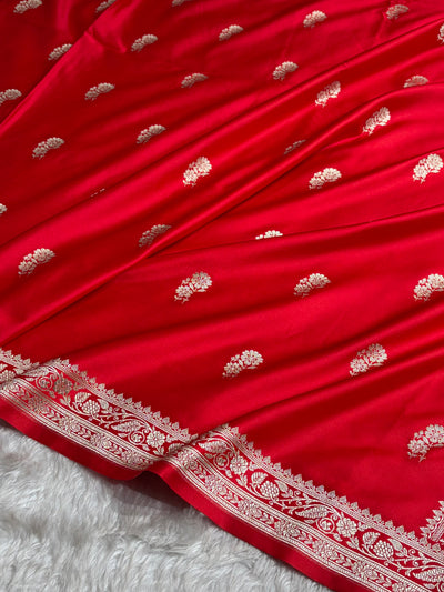 Red Shade With Booti Pattern Mashru Silk Saree