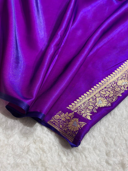 Banarasi Satin Silk Meena Boota in Purple Shades SS38