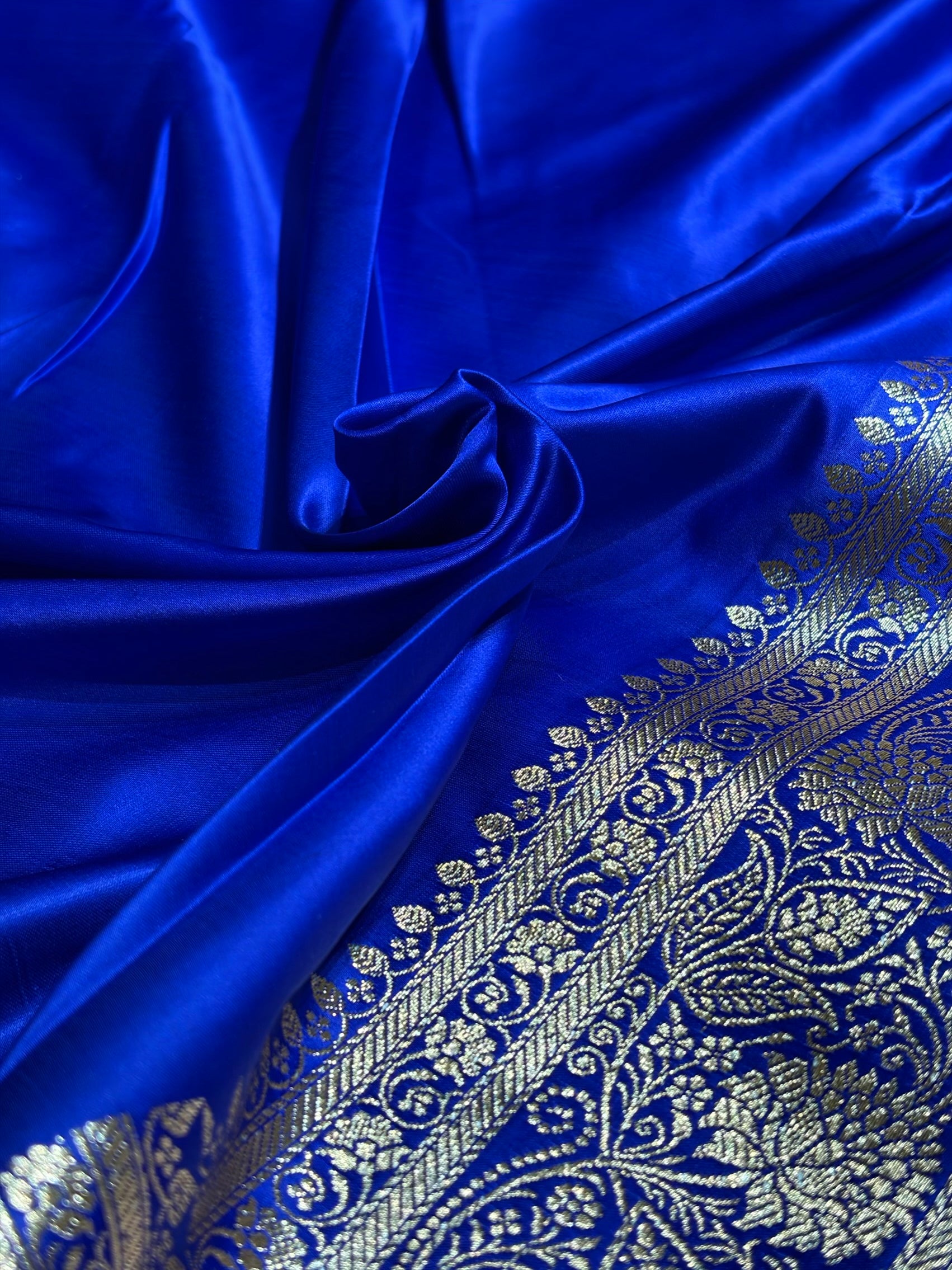 Royal Blue Booti Pattern Satin Katan Silk Saree SK53