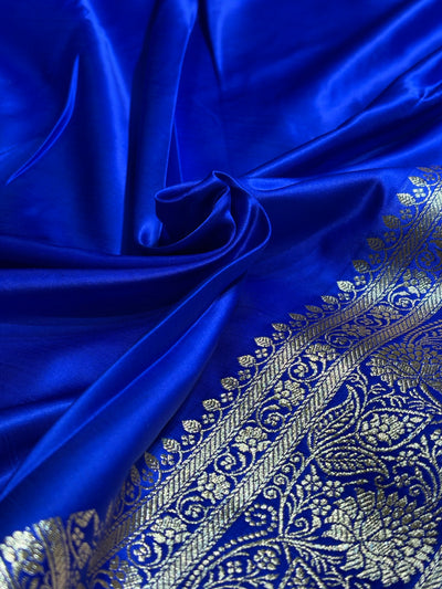 Royal Blue Booti Pattern Satin Katan Silk Saree SK53