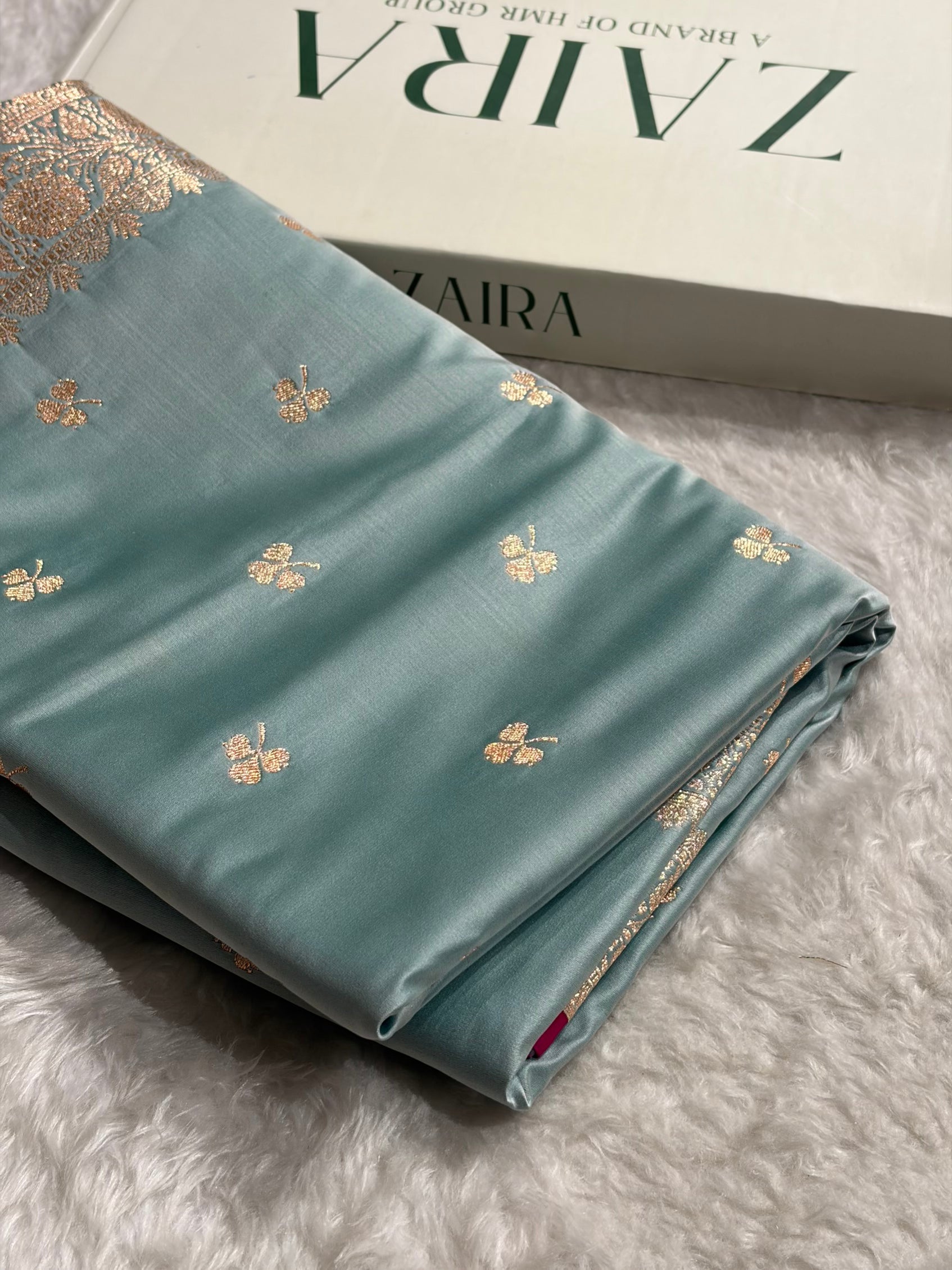 Turquoise Booti Katan Silk Saree SK09