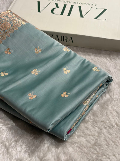 Turquoise Booti Katan Silk Saree SK09