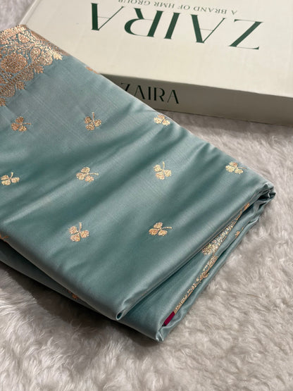 Turquoise Booti Katan Silk Saree SK09