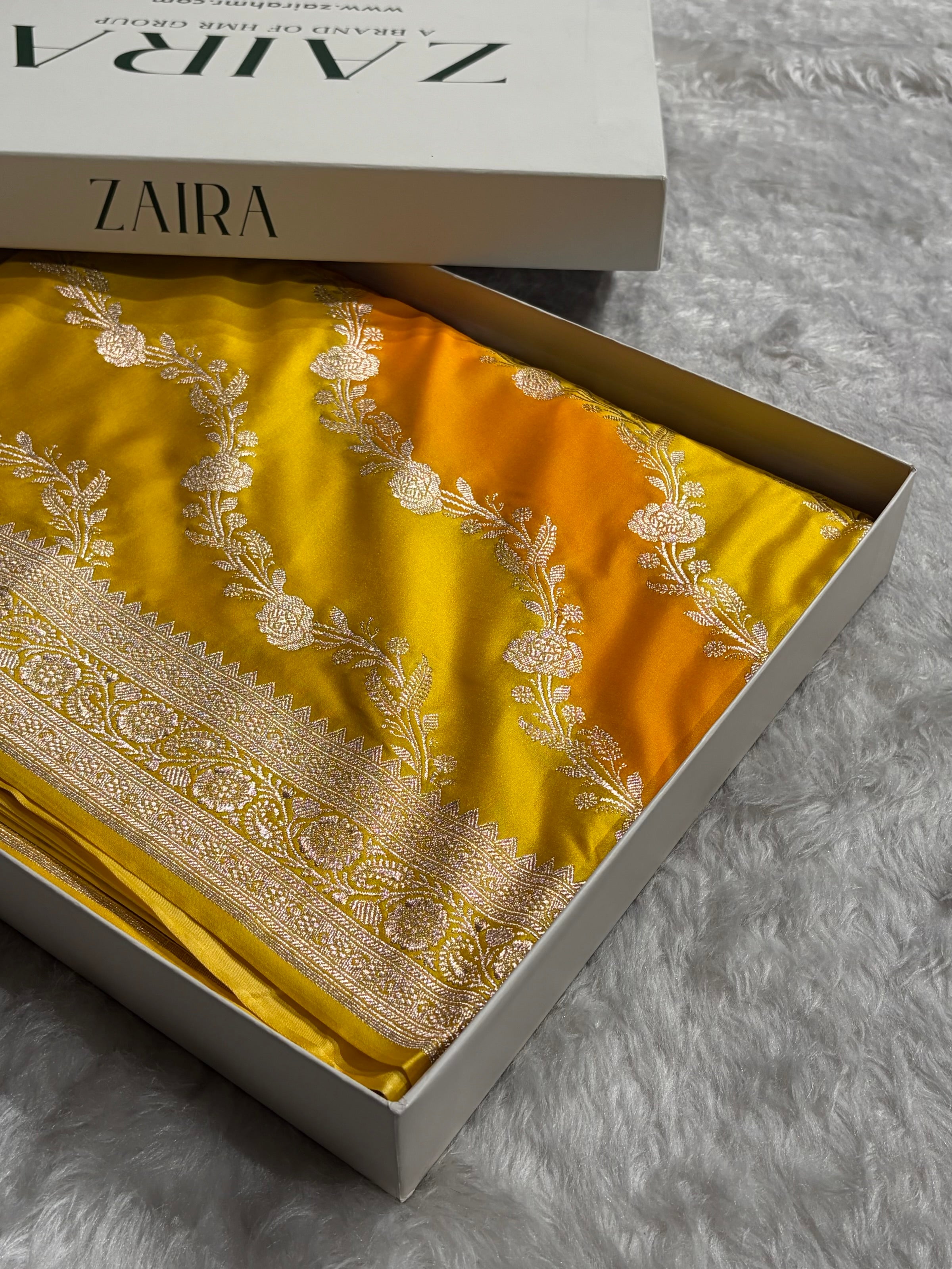 Mustard Rangkat Mashru Silk Saree With Cross Pattern MSRK03