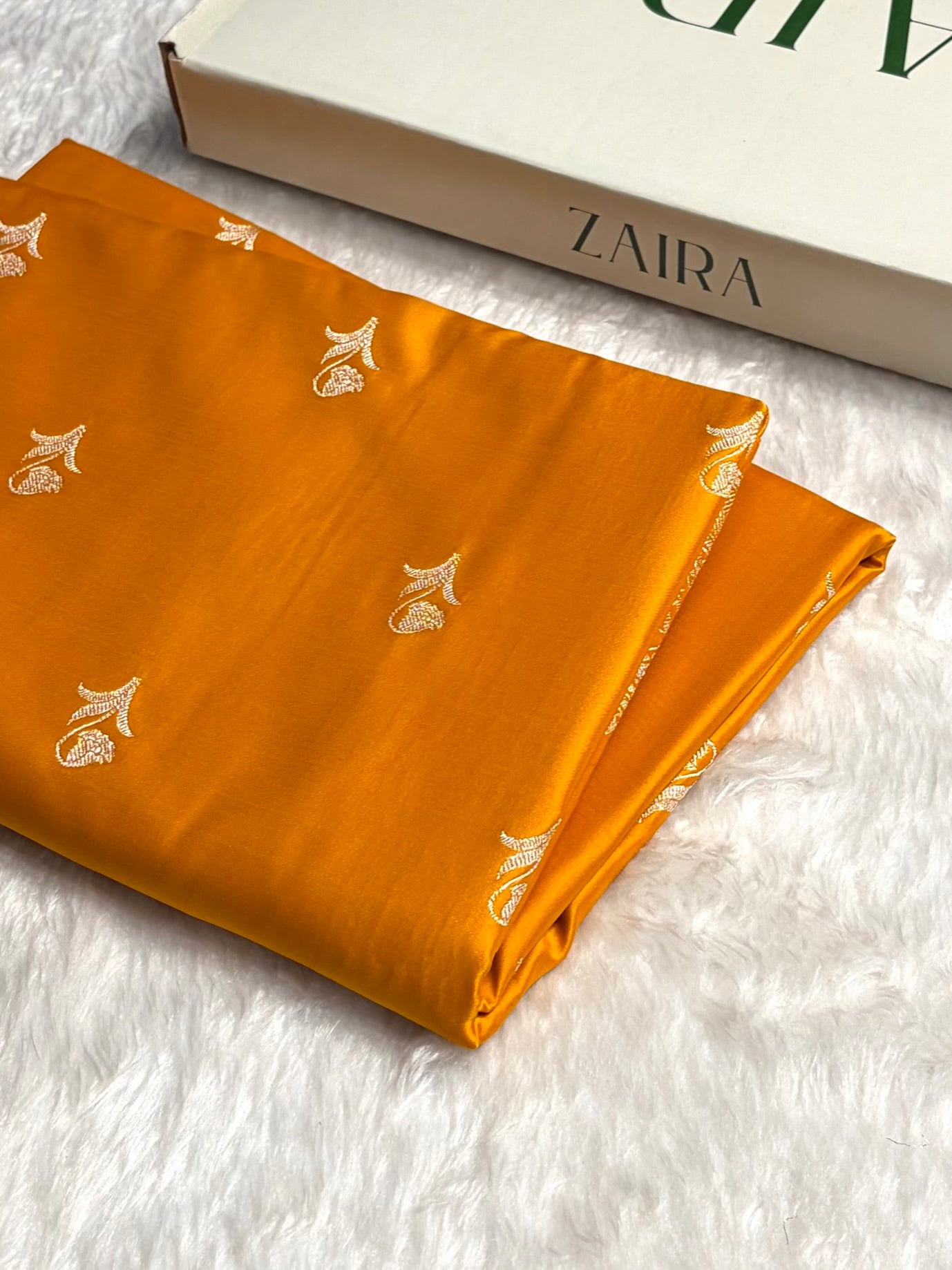 Mustard Boota With Floral Border Mashru Silk Saree MSM-96