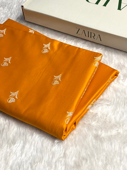 Mustard Boota With Floral Border Mashru Silk Saree MSM-96