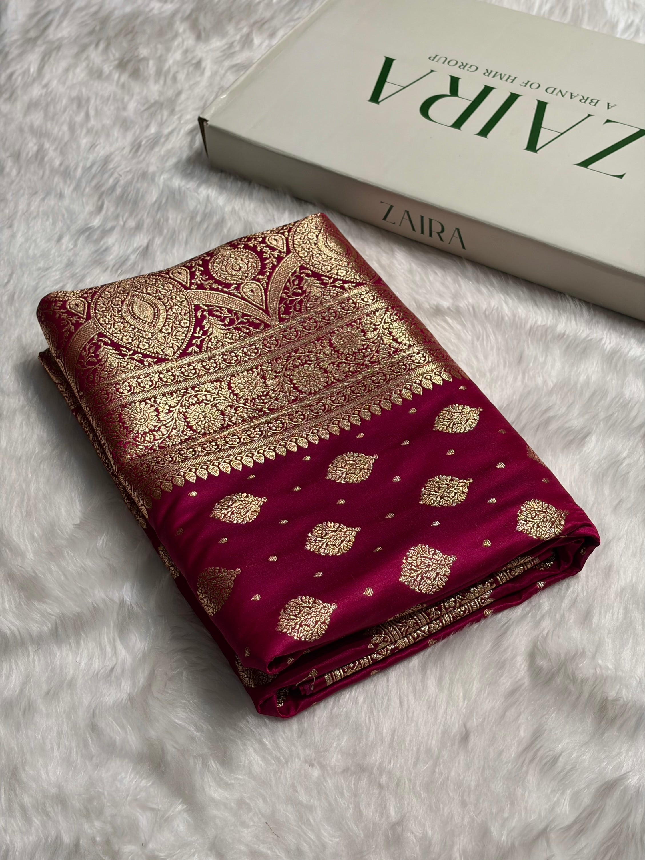 Cross Rani Unique Boota Pattern Satin Katan Silk Saree SK69