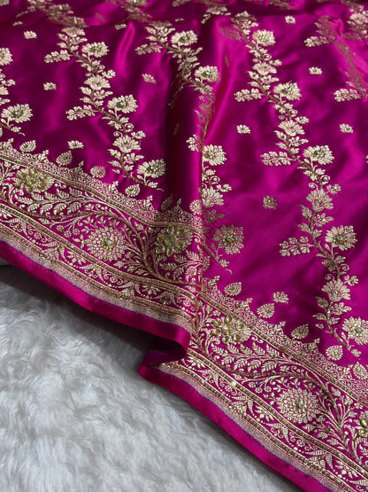 Rani Cross & Booti Banarasi Ari & Zardozi Work Katan Silk Saree BSK24