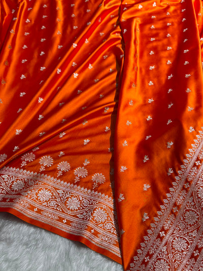 Banarasi Orange Shades Booti Mashru Silk Saree MCS72