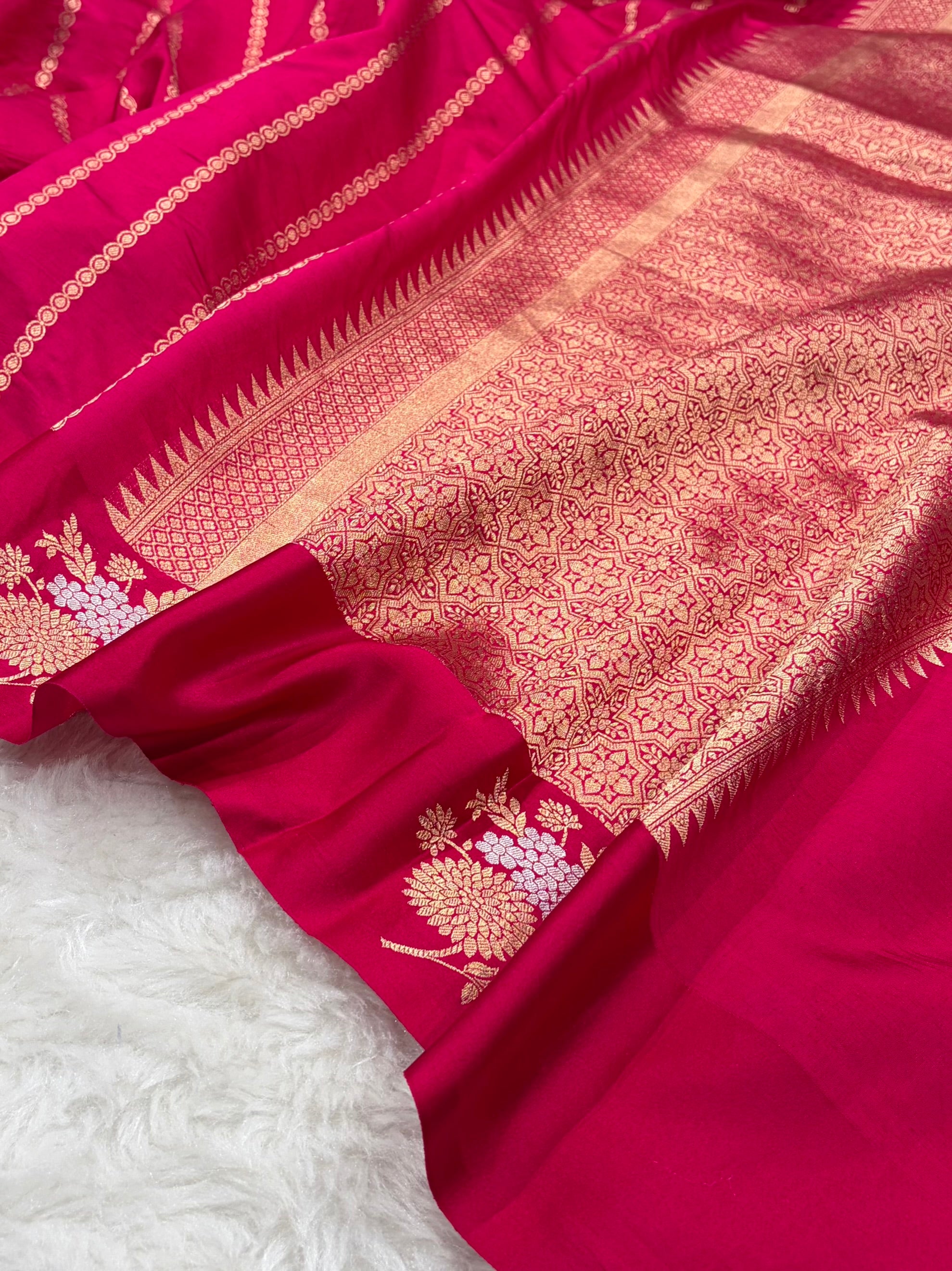 Banarasi Rani Shades Minakari Boota Handwoven Pure Paper Silk RM-78