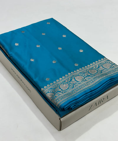 Dusty Blue Mashru Silk Booti