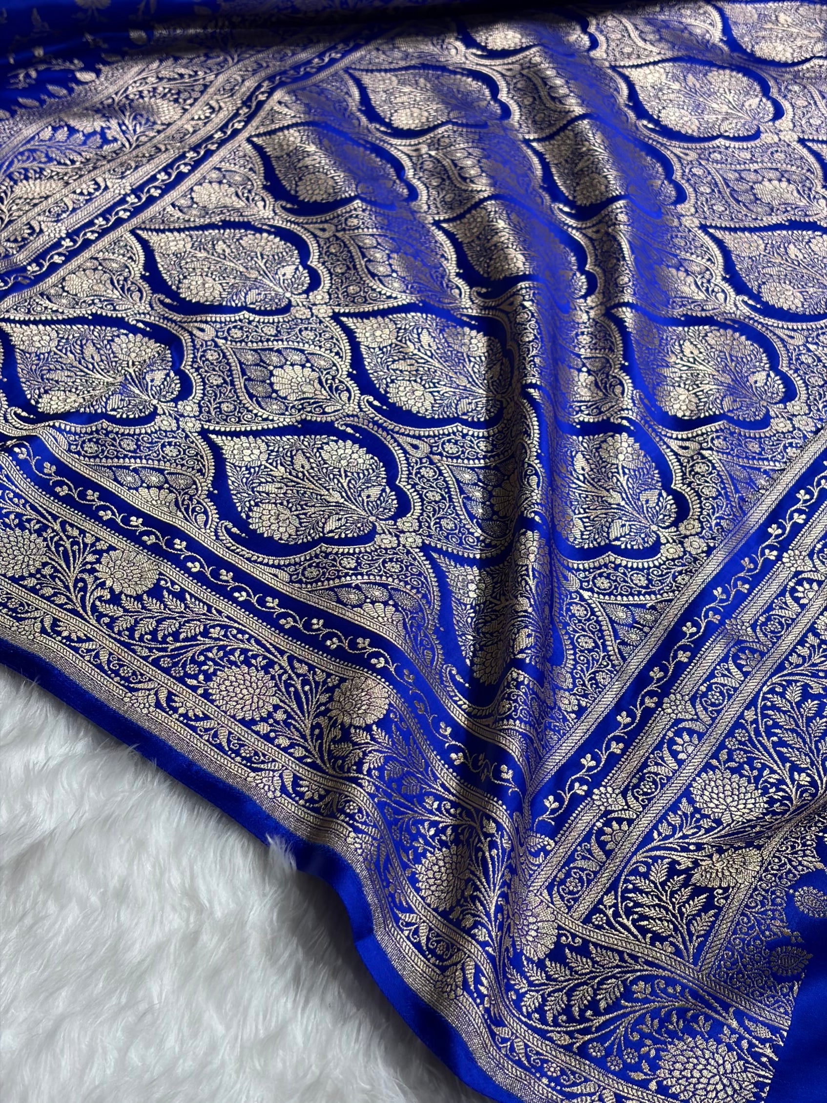 Banarasi Royal Blue Banarasi Jaal Katan Silk Saree SKM37
