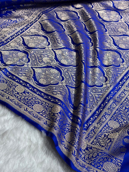 Banarasi Royal Blue Banarasi Jaal Katan Silk Saree SKM37
