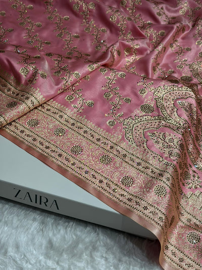 Bridal Baby Pink Cross Satin Silk with Ari and Stone work BSS11