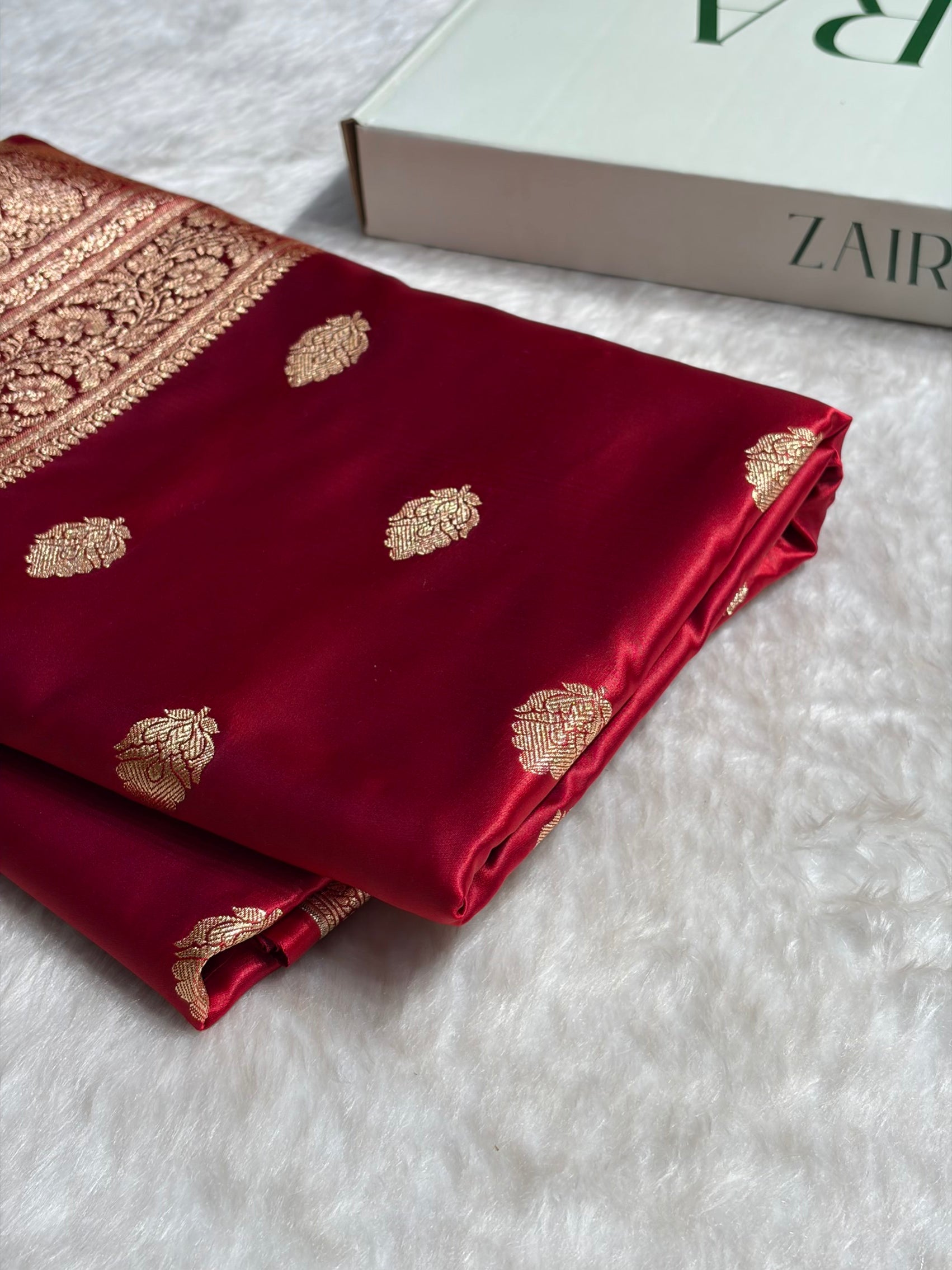 Maroon Booti Pattern Satin Katan Silk Saree SK65