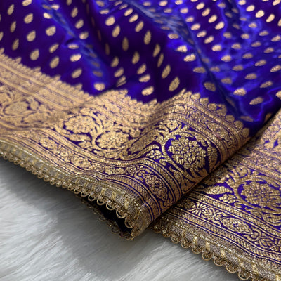 Purple Shades Satin Silk Banarasi Saree with Allover Booti Motifs  SSGP01