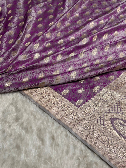 Cross Lavender Shades Tanchoi Motif Mashru Silk Saree MST-10