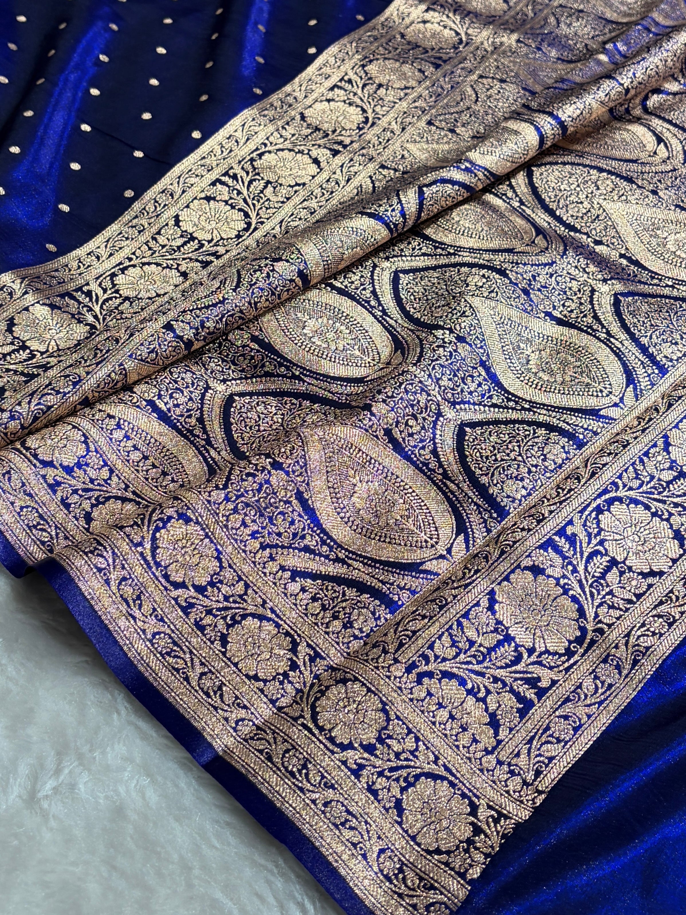 Satin Silk Dot Booti in Royal Blue Shades SS08