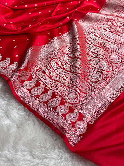 Red Mashru Silk Saree for Festive Seasons MSM-02