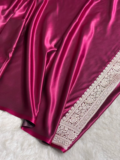 Wine Shades Banarasi With Floral Border Mashru Silk Saree MSM-127