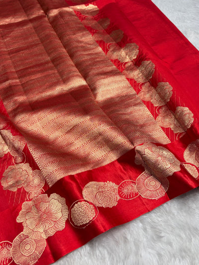 Red Shades Handwoven Pure Raw Paper Silk RM-61