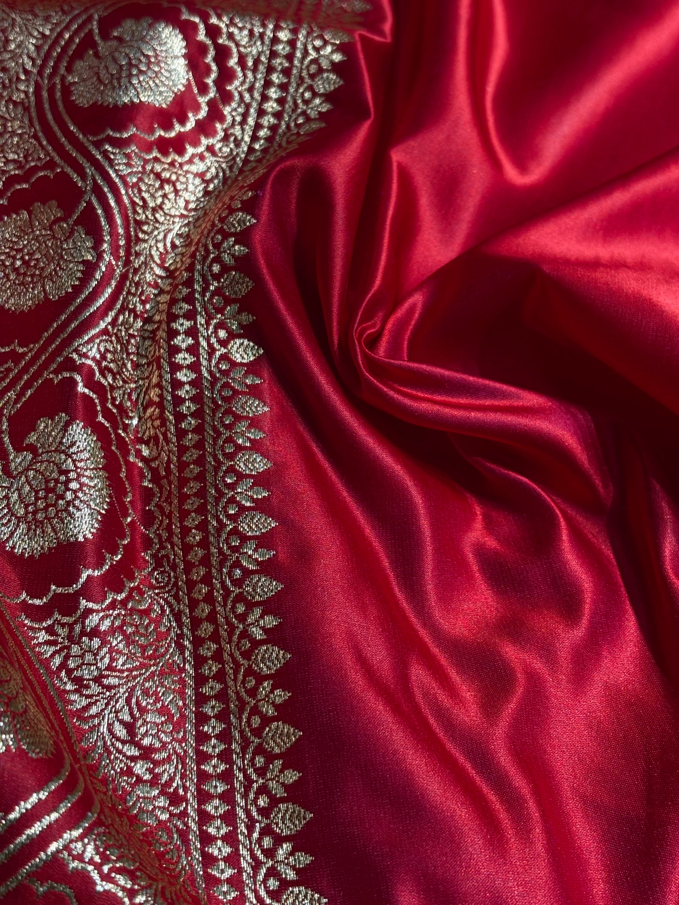 Maroon Booti Pattern Satin Katan Silk Saree SK54