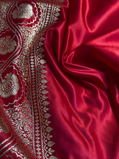 Maroon Booti Pattern Satin Katan Silk Saree SK54