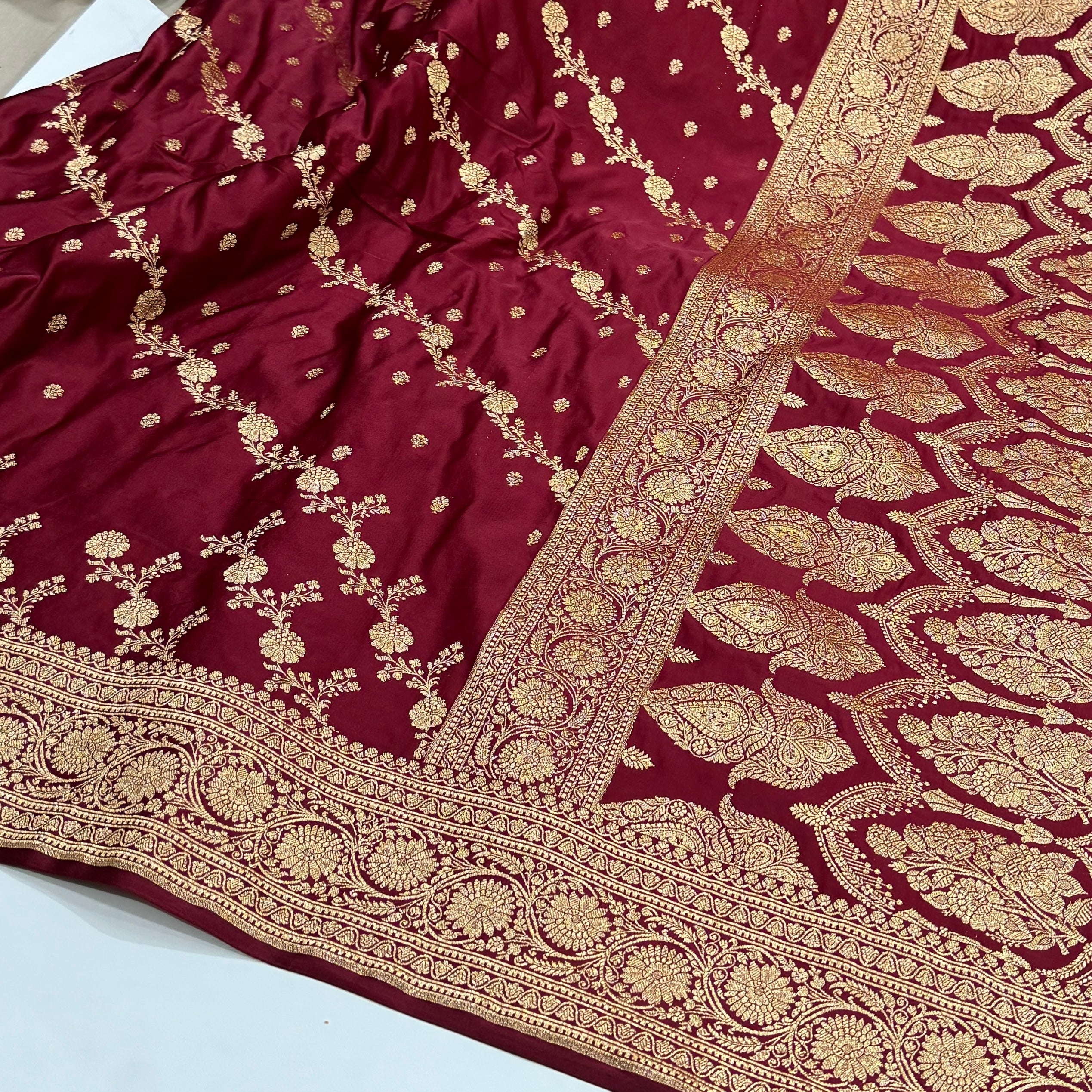 Mahroon Banarasi Traditional Soft Katan Silk Saree