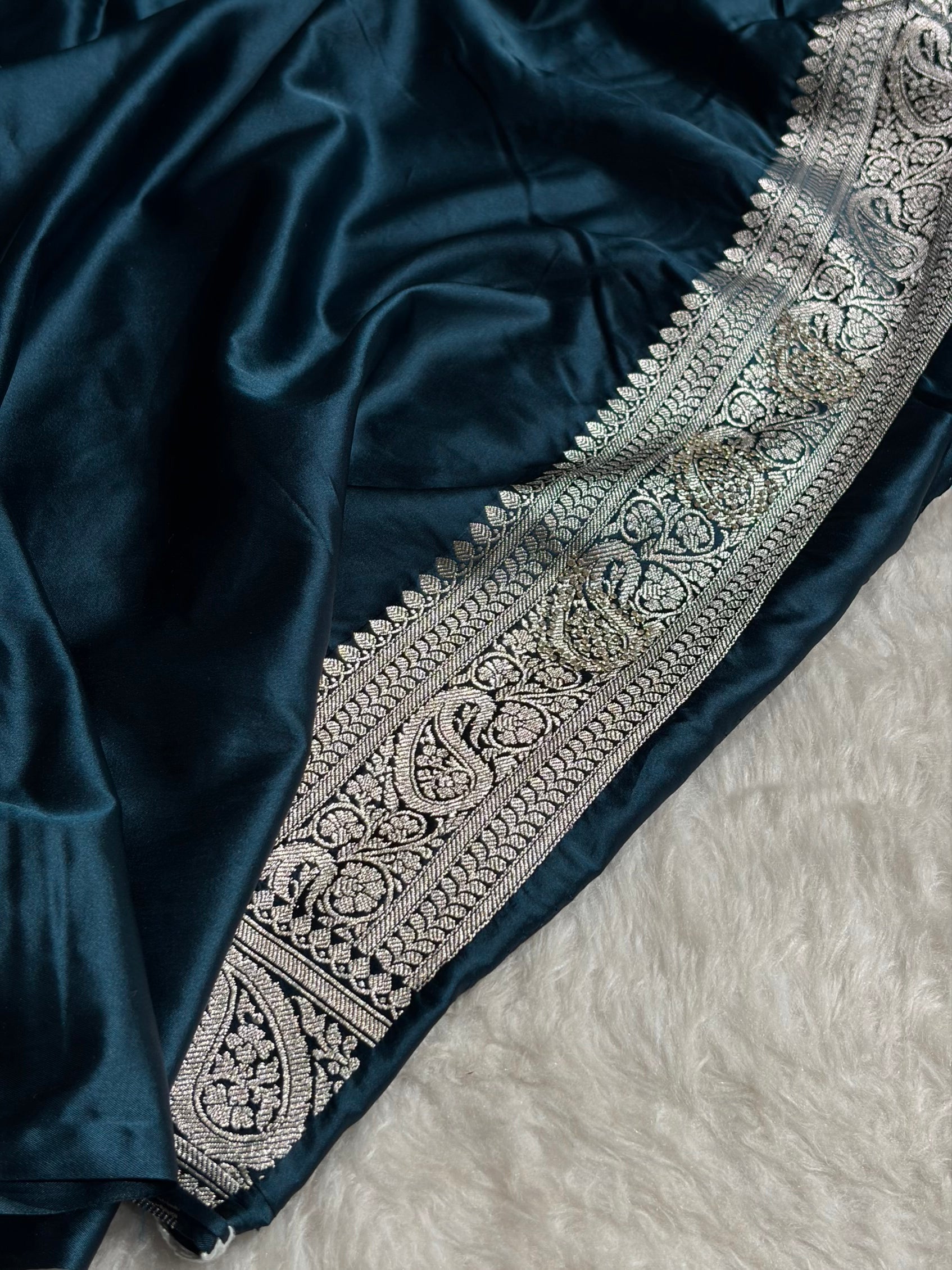 Beautiful German Blue Booti with Swarovski Work Mashru Silk Saree BSS06