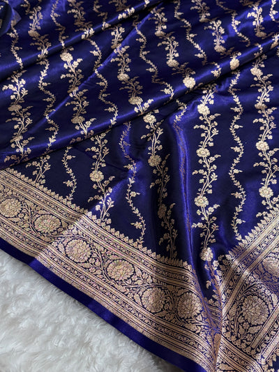Satin Silk Cross Pattern in Royal Blue Shades SS37