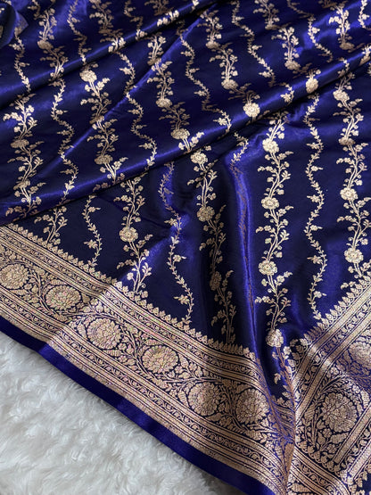 Satin Silk Cross Pattern in Royal Blue Shades SS37